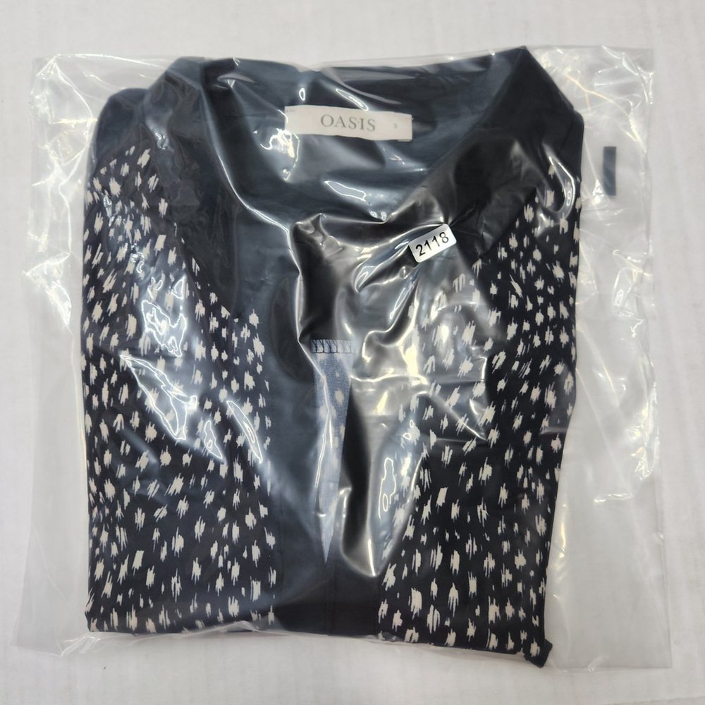 Oasis Animal Print Shirt Dress Black White Collared Long Sleeve S Chic Aesthetic - Picture 14 of 14